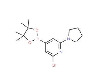 2-Bromo-6-(pyrrolidin-1-yl)pyridine-4-boronic acid, pinacol ester (CAS 1150271-64-9) - chemical structure image