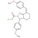 2-Chloro-1-[7-(4-methoxy-benzylidene)-3-(4-methoxy-phenyl)-3,3a,4,5,6,7-hexahydro-indazol-2-yl]-ethanone - chemical structure