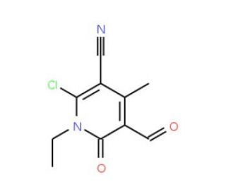 2-chloro-1-ethyl-5-formyl-4-methyl-6-oxo-1,6-dihydropyridine-3-carbonitrile - chemical structure image