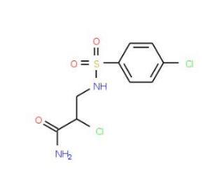 2-Chloro-3-(4-chloro-benzenesulfonylamino)-propionamide (CAS 38962-86-6) - chemical structure image