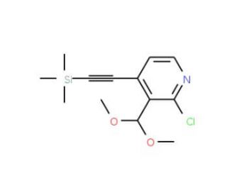 2-Chloro-3-(dimethoxymethyl)-4-((trimethylsilyl)-ethynyl)pyridine - chemical structure image