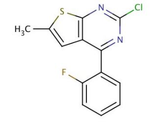 2-Chloro-4-(2-fluorophenyl)-6-methylthieno[2,3-d]pyrimidine (CAS 99499-25-9) - chemical structure image