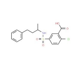 2-chloro-5-{[(1-methyl-3-phenylpropyl)amino]sulfonyl}benzoic acid - chemical structure image