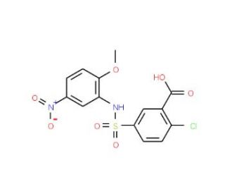 2-Chloro-5-(2-methoxy-5-nitro-phenylsulfamoyl)-benzoic acid - chemical structure image