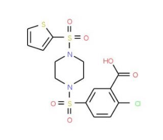 2-chloro-5-{[4-(thien-2-ylsulfonyl)piperazin-1-yl]sulfonyl}benzoic acid - chemical structure image