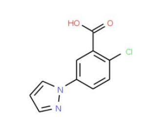 2-Chloro-5-pyrazol-1-yl-benzoic acid (CAS 957509-90-9) - chemical structure image