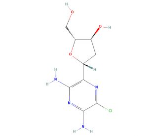2-Chloro-6-(2&prime;-deoxy-b-D-ribofuranosyl)-3,5-diaminopyrazine (CAS 173256-61-6) - chemical structure image