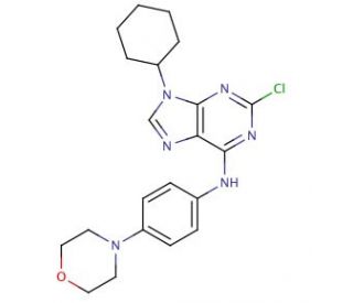 2-Chloro-9-cyclohexyl-N-[4-(4-morpholinyl)phenyl]-9H-purin-6-amine - chemical structure image