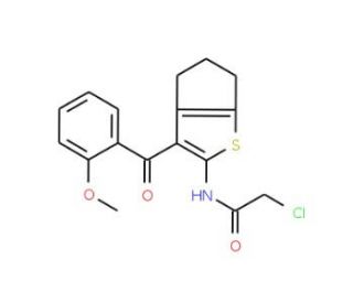 2-Chloro-N-[3-(2-methoxy-benzoyl)-5,6-dihydro-4H-cyclopenta[b]thiophen-2-yl]-acetamide - chemical structure image