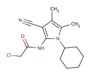 2-chloro-N-(3-cyano-1-cyclohexyl-4,5-dimethyl-1H-pyrrol-2-yl)acetamide - chemical structure image
