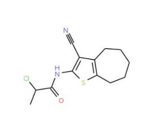 2-chloro-N-(3-cyano-5,6,7,8-tetrahydro-4H-cyclohepta[b]thien-2-yl)propanamide - chemical structure image