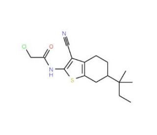 2-Chloro-N-[3-cyano-6-(1,1-dimethylpropyl)-4,5,6,7-tetrahydro-1-benzothien-2-yl]acetamide - chemical structure image