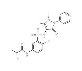 2-Chloro-N-[4-chloro-3-(1,5-dimethyl-3-oxo-2-phenyl-2,3-dihydro-1H-pyrazol-4-ylsulfamoyl)-phenyl]-propionamide - chemical str