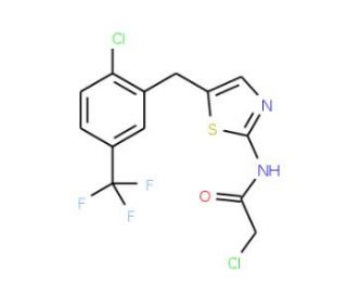 2-chloro-N-{5-[2-chloro-5-(trifluoromethyl)benzyl]-1,3-thiazol-2-yl}acetamide - chemical structure image