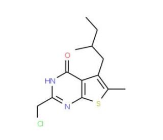 2-(chloromethyl)-6-methyl-5-(2-methylbutyl)thieno[2,3-d]pyrimidin-4(3H)-one - chemical structure image
