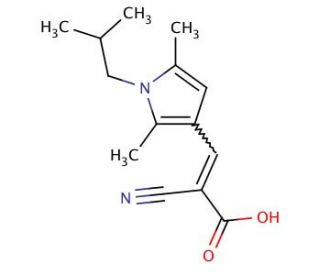 2-Cyano-3-(1-isobutyl-2,5-dimethyl-1H-pyrrol-3-yl)-acrylic acid - chemical structure image