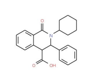 2-Cyclohexyl-1-oxo-3-phenyl-1,2,3,4-tetrahydro-4-isoquinolinecarboxylic acid (CAS 73349-37-8) - chemical structure image