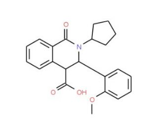 2-Cyclopentyl-3-(2-methoxyphenyl)-1-oxo-1,2,3,4-tetrahydro-4-isoquinolinecarboxylic acid - chemical structure image