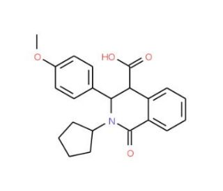 2-Cyclopentyl-3-(4-methoxyphenyl)-1-oxo-1,2,3,4-tetrahydro-4-isoquinolinecarboxylic acid - chemical structure image