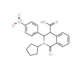 2-Cyclopentyl-3-(4-nitrophenyl)-1-oxo-1,2,3,4-tetrahydro-4-isoquinolinecarboxylic acid - chemical structure image