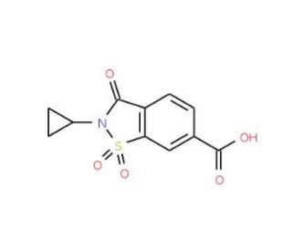 2-cyclopropyl-1,1,3-trioxo-2,3-dihydro-1&lambda;{6},2-benzothiazole-6-carboxylic acid - chemical structure image