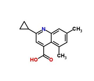 2-cyclopropyl-5,7-dimethylquinoline-4-carboxylic acid - chemical structure image