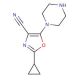 2-cyclopropyl-5-piperazin-1-yl-1,3-oxazole-4-carbonitrile - chemical structure image