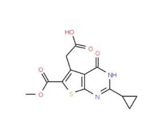 [2-cyclopropyl-6-(methoxycarbonyl)-4-oxo-3,4-dihydrothieno[2,3-d]pyrimidin-5-yl]acetic acid - chemical structure image
