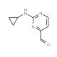 2-Cyclopropylamino-pyrimidine-4-carbaldehyde (CAS 948549-74-4) - chemical structure image