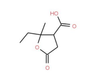 2-Ethyl-2-methyl-5-oxo-tetrahydro-furan-3-carboxylic acid - chemical structure image