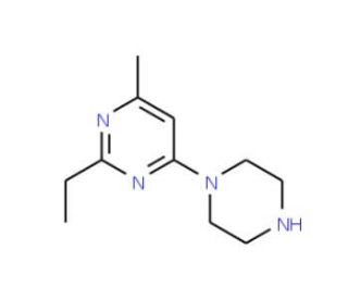 2-Ethyl-4-methyl-6-piperazin-1-yl-pyrimidine (CAS 883540-07-6) - chemical structure image
