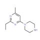2-Ethyl-4-methyl-6-piperazin-1-yl-pyrimidine (CAS 883540-07-6) - chemical structure image