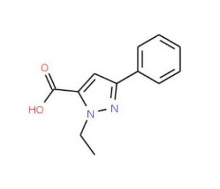 2-Ethyl-5-phenyl-2H-pyrazole-3-carboxylic acid - chemical structure image