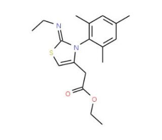 [2-Ethylimino-3-(2,4,6-trimethyl-phenyl)-2,3-dihydro-thiazol-4-yl]-acetic acid ethyl ester - chemical structure image