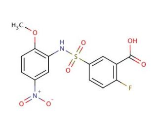 2-Fluoro-5-(2-methoxy-5-nitro-phenylsulfamoyl)-benzoic acid - chemical structure image