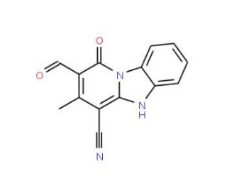 2-Formyl-3-methyl-1-oxo-1,5-dihydro-benzo[4,5]imidazo[1,2-a]pyridine-4-carbonitrile (CAS 121105-77-9) - chemical structure im