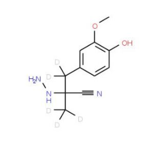 2-Hydrazino-α-(4-hydroxy-3-methoxybenzyl)propionitrile-d5 (CAS 1189658-77-2) - chemical structure image