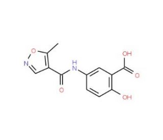 2-hydroxy-5-[(5-methyl-1,2-oxazole-4-)amido]benzoic acid - chemical structure image