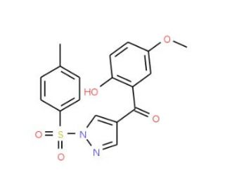 (2-Hydroxy-5-methoxy-phenyl)-[1-(toluene-4-sulfonyl)-1H-pyrazol-4-yl]-methanone - chemical structure image