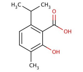 2-Hydroxy-6-isopropyl-3-methylbenzoic acid (CAS 4389-53-1) - chemical structure image