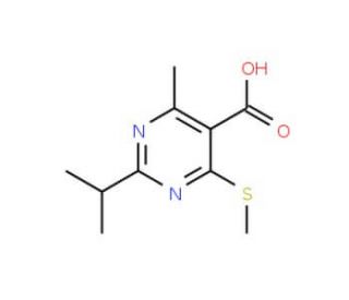 2-isopropyl-4-methyl-6-(methylthio)pyrimidine-5-carboxylic acid - chemical structure image
