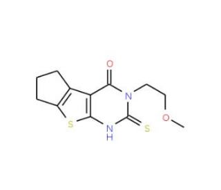 2-mercapto-3-(2-methoxyethyl)-3,5,6,7-tetrahydro-4H-cyclopenta[4,5]thieno[2,3-d]pyrimidin-4-one - chemical structure image
