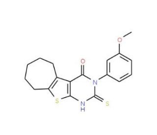 2-Mercapto-3-(3-methoxy-phenyl)-3,5,6,7,8,9-hexahydro-10-thia-1,3-diaza-benzo[a]azulen-4-one - chemical structure image
