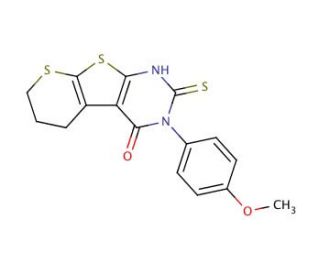 2-mercapto-3-(4-methoxyphenyl)-6,7-dihydro-5H-thiopyrano[3&prime;,2&prime;:4,5]thieno[2,3-d]pyrimidin-4(3H)-one - chemical structure imag