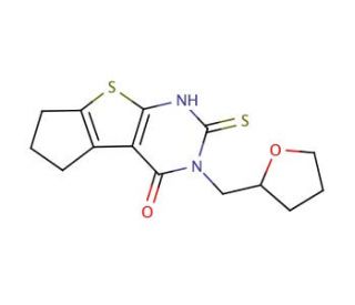 2-mercapto-3-(tetrahydrofuran-2-ylmethyl)-3,5,6,7-tetrahydro-4H-cyclopenta[4,5]thieno[2,3-d]pyrimidin-4-one - chemical struct