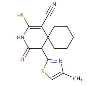 2-mercapto-5-(4-methyl-1,3-thiazol-2-yl)-4-oxo-3-azaspiro[5.5]undec-1-ene-1-carbonitrile - chemical structure image
