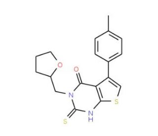 2-mercapto-5-(4-methylphenyl)-3-(tetrahydrofuran-2-ylmethyl)thieno[2,3-d]pyrimidin-4(3H)-one - chemical structure image