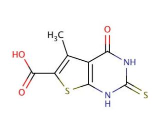 2-Mercapto-5-methyl-4-oxo-3,4-dihydro-thieno[2,3-d]pyrimidine-6-carboxylic acid - chemical structure image