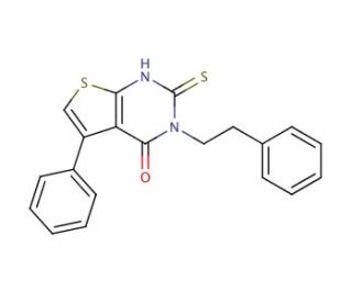 2-mercapto-5-phenyl-3-(2-phenylethyl)thieno[2,3-d]pyrimidin-4(3H)-one - chemical structure image