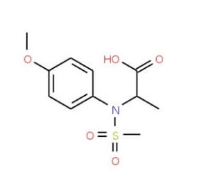 2-[Methanesulfonyl-(4-methoxy-phenyl)-amino]-propionic acid (CAS 436811-06-2) - chemical structure image